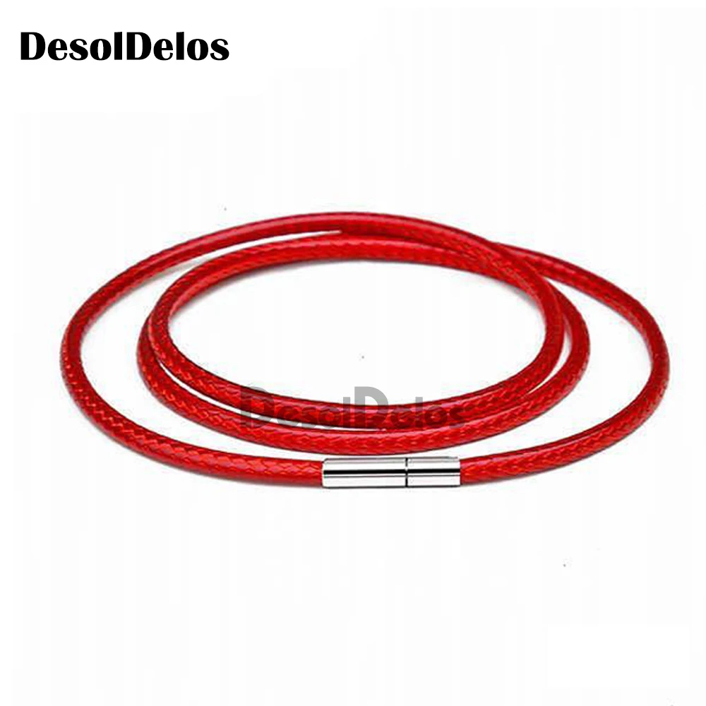 

1mm 1.5mm 2mm 3mm Necklace Cord Leather Cord Wax Rope Chain Necklace 316L Stainless Steel Tube Clasp DIY Jewelry Accessories