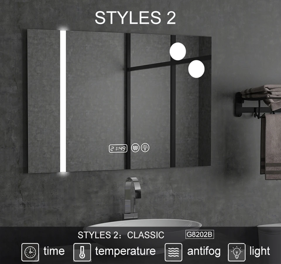 Пользовательский размер, умное зеркало с подсветкой, bluetooth, светодиодный, зеркало с подсветкой, противотуманное зеркало для ванной, зеркало для макияжа 2G8202