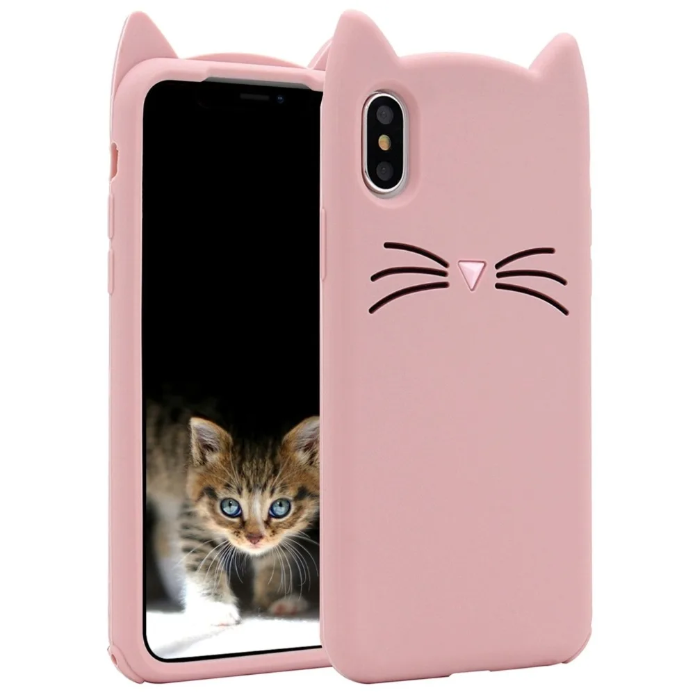 Чехол для iPhone XS Max XR X мягкий силиконовый 3D чехол с милым котом 6 6s 7 8 Plus