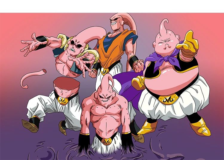 2018 Новый Dragon Ball BOSS Majin Буу Костюмы для косплея жилет + футболка + Штаны + юбка + плащ + ремень + головной убор + 2 Перчатки + 2 ноги костюмы