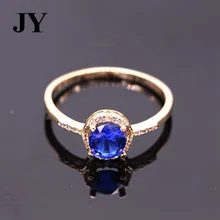 

JY New Arrival Elegant Charm Gold Color Blue Stone Girls Party Rings For Women Luxury Jewelry Best Love Gift Woman Brincos
