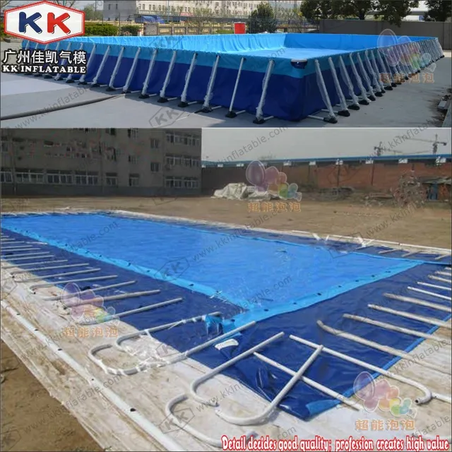 Rectangle Metal Frame Paddling Pool 0.9mm PVC Tarpaulin For Water Park 2