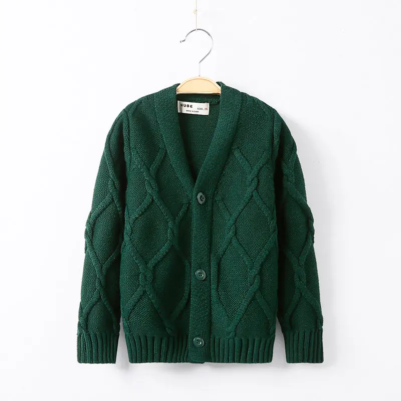 Thick Baby Boys Knitting Sweater Kids Warm Top Outfit Crochet Design Children V-Neck Cardigan Button Closure Cotton Comfortable (4)