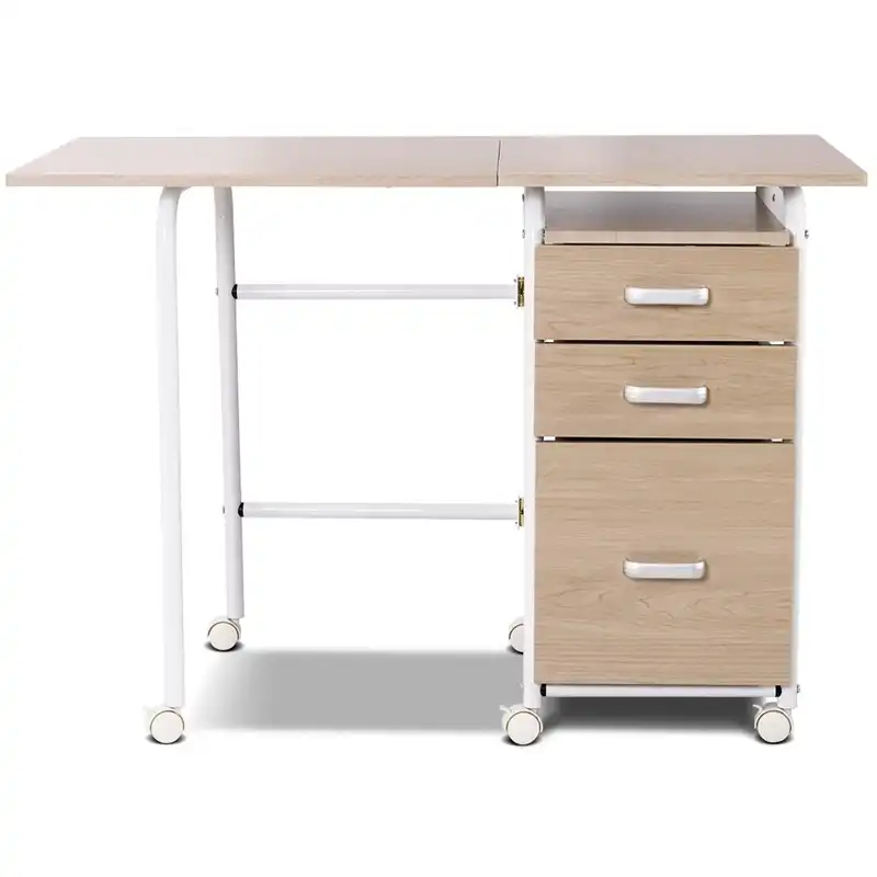 Folding Computer Laptop Desk Wheeled Home Office Furniture Brown Folding Computer Laptop Desk Wheeled