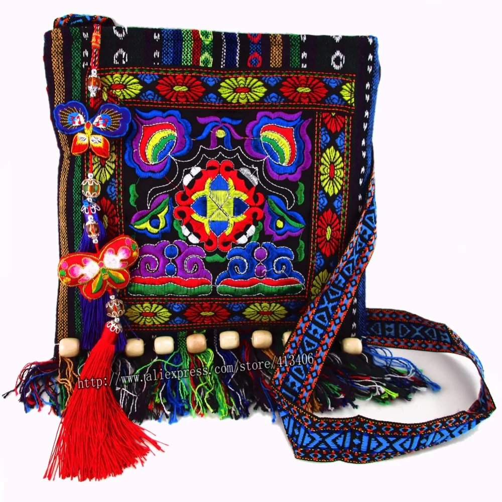 Бесплатная доставка винтажная Hmong Этническая тайская индийская сумка через