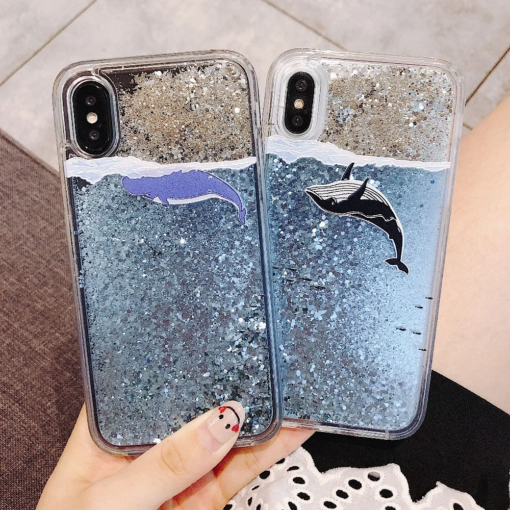 

For Samsung Galaxy J310 J510 J710 Case Whale Liquid Quicksand Silicone Cover For Galaxy J3 J5 J7 2017 European Version Case Capa