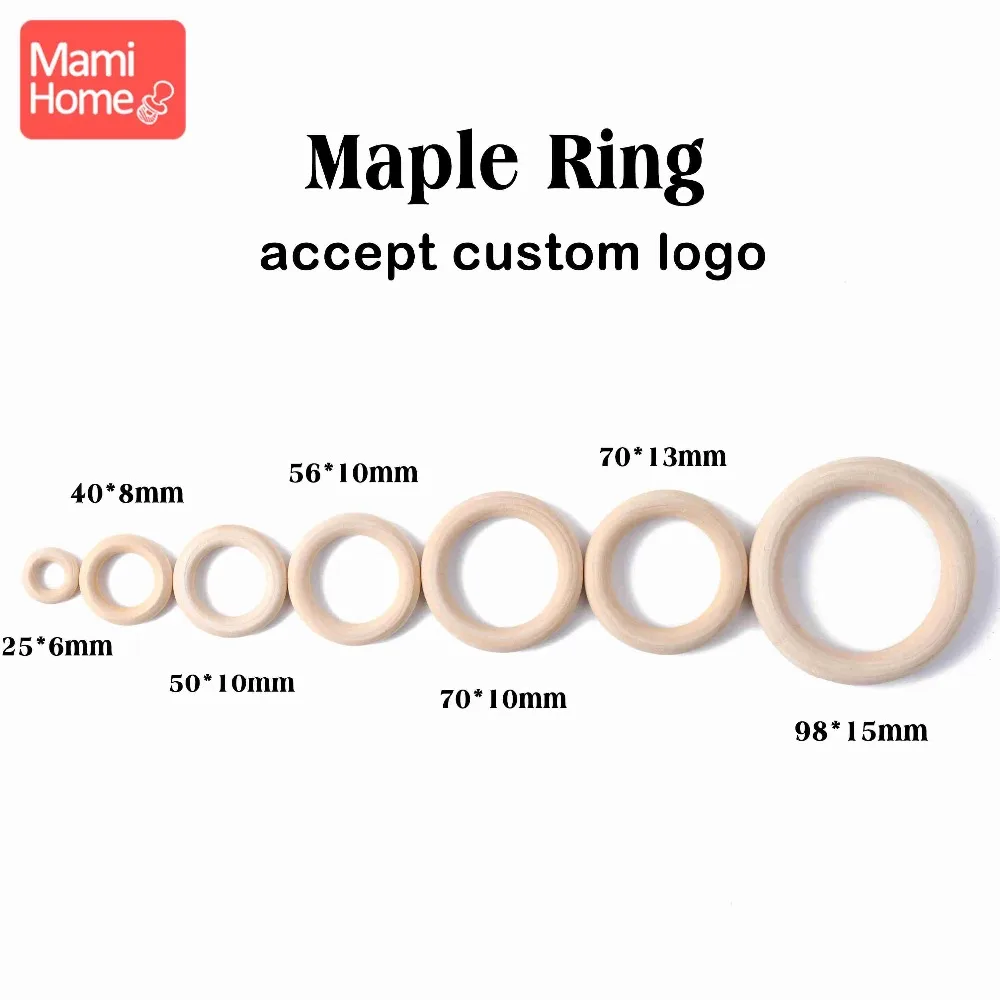 mamihome 20pc Maple Wood Ring Smooth Surface Natural Wood Teething Children Kids DIY Wooden Making Necklace Crafts Accessories