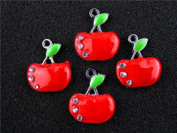 

AE622 Mix Color 100Pcs Alloy Metal Enamel Apple Charms Pendant 28x23mm bead