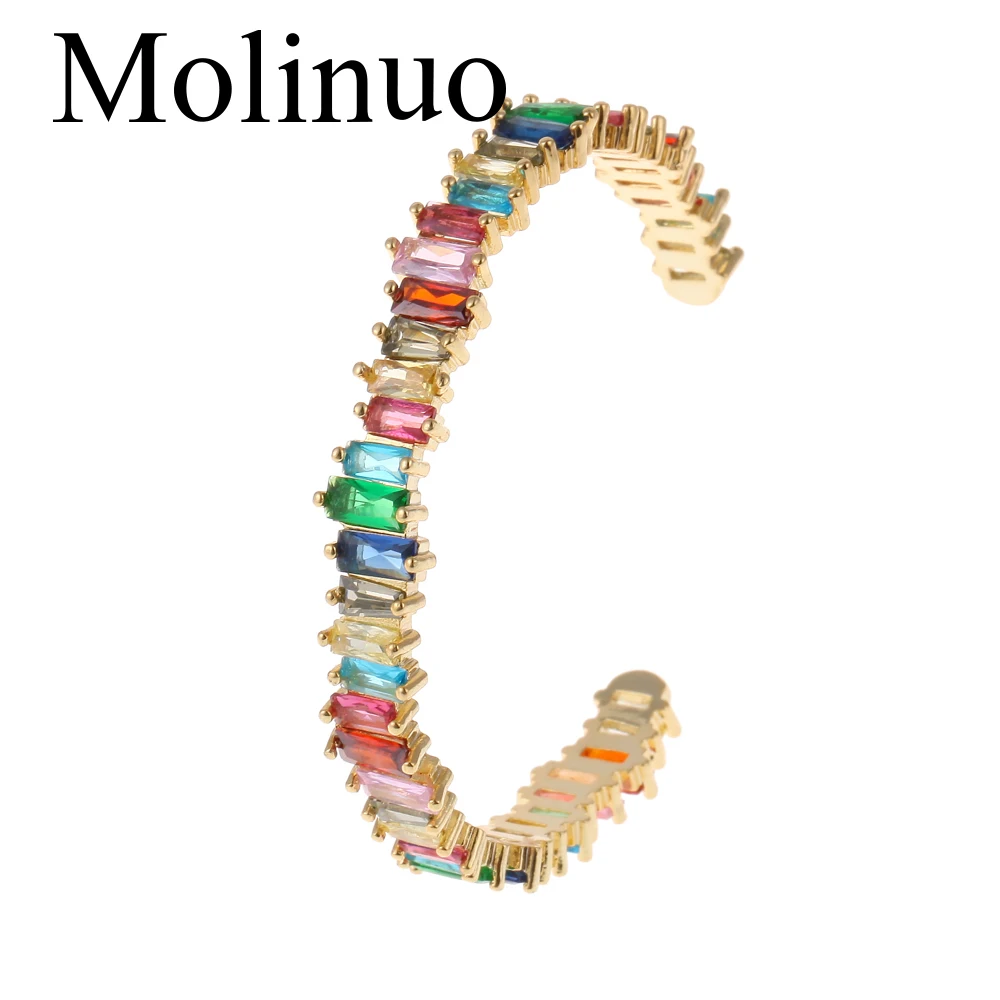 

2019 summer trendy rainbow jewelry bracelet firework color cz lady gorgeous elegance luxury open bangle for women
