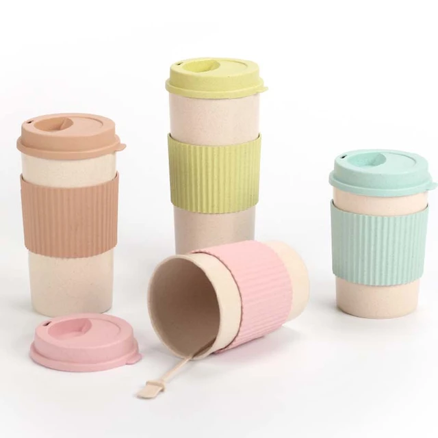 Cute Reusable Travel Cup To Go Coffee Cup Mug With Lid Wheat Stalk Pp Cup  Sleeve For Tea And Coffee - Mugs - AliExpress