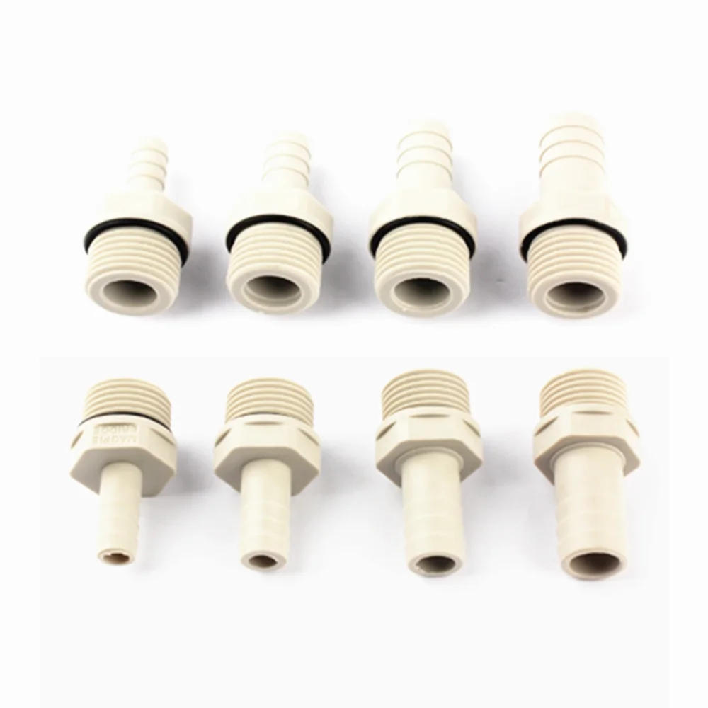 1/8" 1/4" 3/8" 1/2" 3/4" Male Thread To 6-25mm POM Pagoda Connector Soft Pipe Joint Plastic Tech Hose Connector With Washer 1Pcs hose pipe fitting pipe fitting water pipe fitting