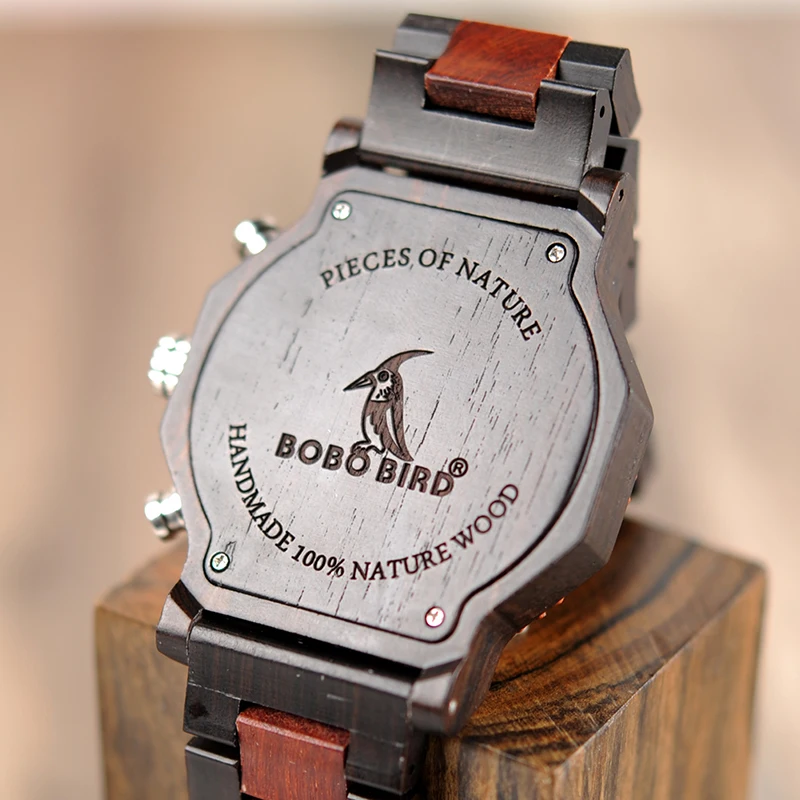BOBO BIRD Big Men Watch Top Brand Luxury Wood Wristwatch Date Display relogio masculino as Gift Accept Custom Logo V-R15