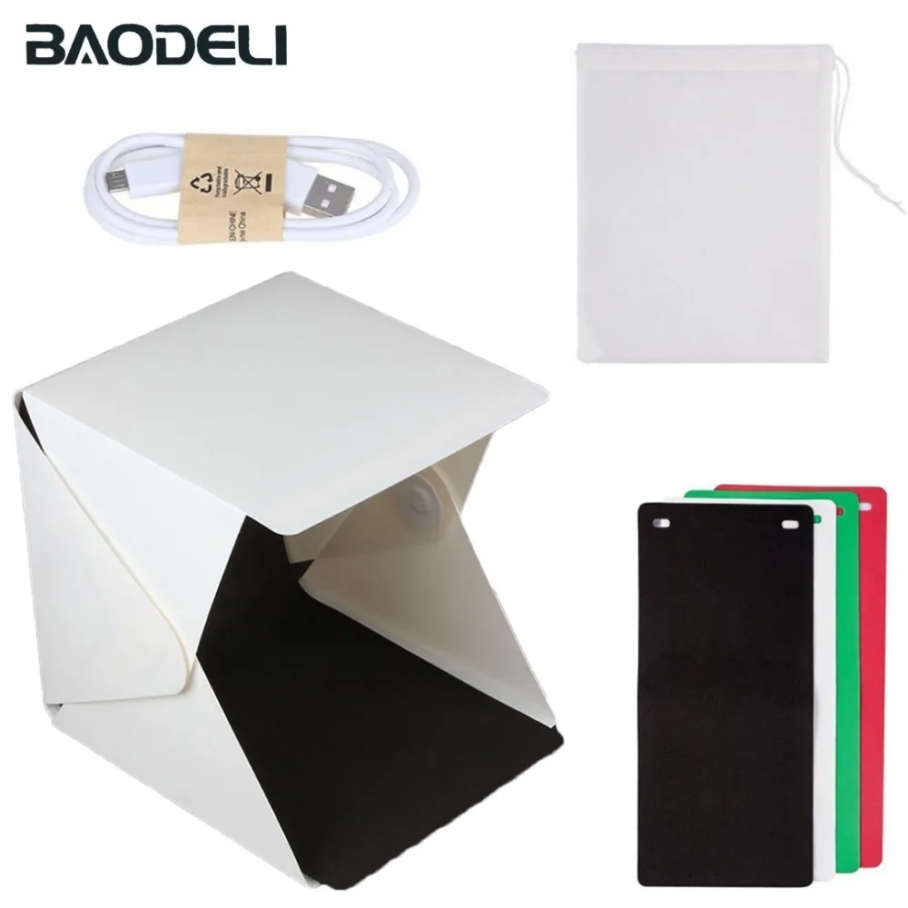 

BAODELI Portable Mini Photography Folding Light Box Flash Studio Led Softbox For Phone Live Digital Camera Colorful Background
