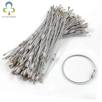 

10Pcs Screw Locking Stainless Steel Wire Keychain Cable Rope Key Holder Keyring Key Chain Rings Outdoor Hiking Keychains GYH