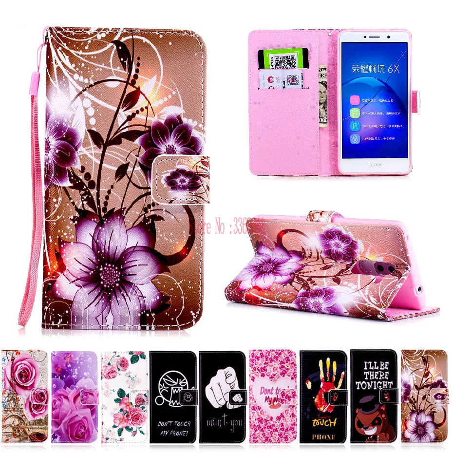 

Flip Case for Huawei Honor 6X X6 BLN-L21 BLN-L22 BLN-L24 Luxury Painted Phone Leather Cover for Huawei Honor 6 X BLN L21 L22 L24