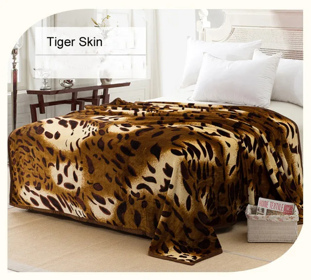 Modern Luxury Tiger Skin Print Blanket Thicken Super Soft Flannel
