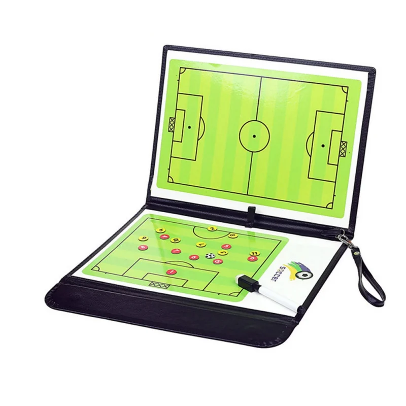 

Football Tactics Board Coach Board Foldable Football Coach Setting Book with Pen Magnetic Clipboard Football Supplies