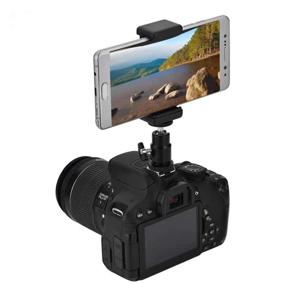 Camera Phone Bracket Holder Clip Tripod Mount Adapter with 360 Ball Head for iPhone for Samsung