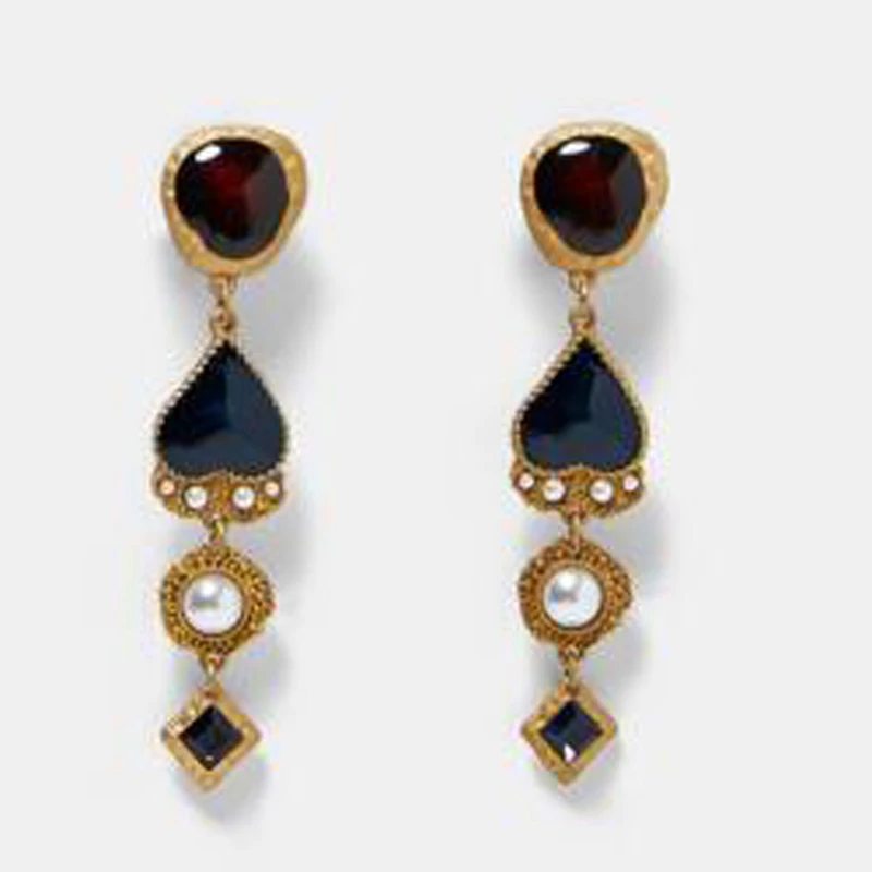 

Bestessy Christmas Party Za Vintage Jewelry Enamel Statement Drop Earrings Long Dangle Earrings For Women Gifts Pendientes