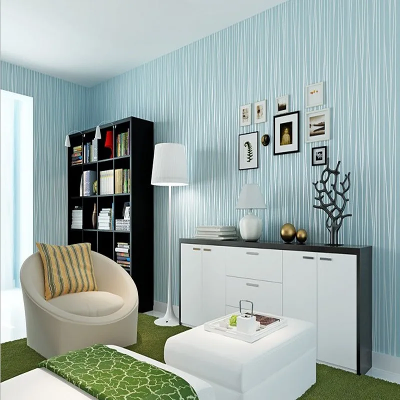 

Free Shipping Modern thickening non woven striped wallpaper plain bedroom living room restaurant full house wallpaper