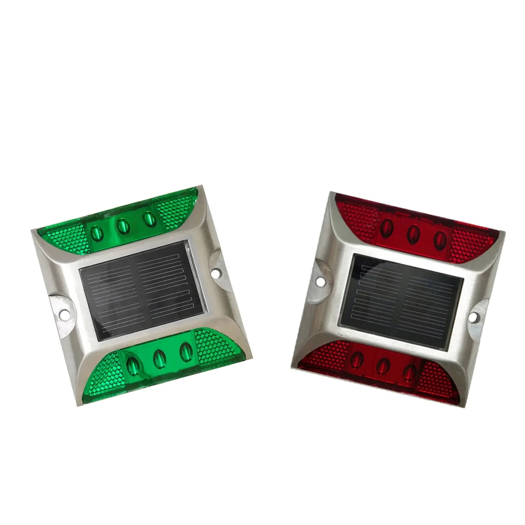 2Pcs Ultra Bright Outdoor Solar Power LED Light Driveway Step Road Lamp Green + Red