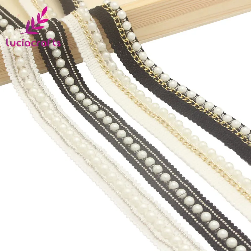 

1yard/lot 2cm Black/White Beaded Lace Trim Ribbon Fabric Sewing Supplies DIY Garment Collar/Sleeve Wedding Decoration N0305