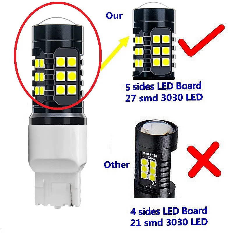 2 шт. T20 W21W WY21W 7440 супер яркий 1200LM 27 SMD 3030 светодиодный автомобильный тормозной фонарь, автомобильный дневной ходовой светильник, лампа заднего хода, поворотники