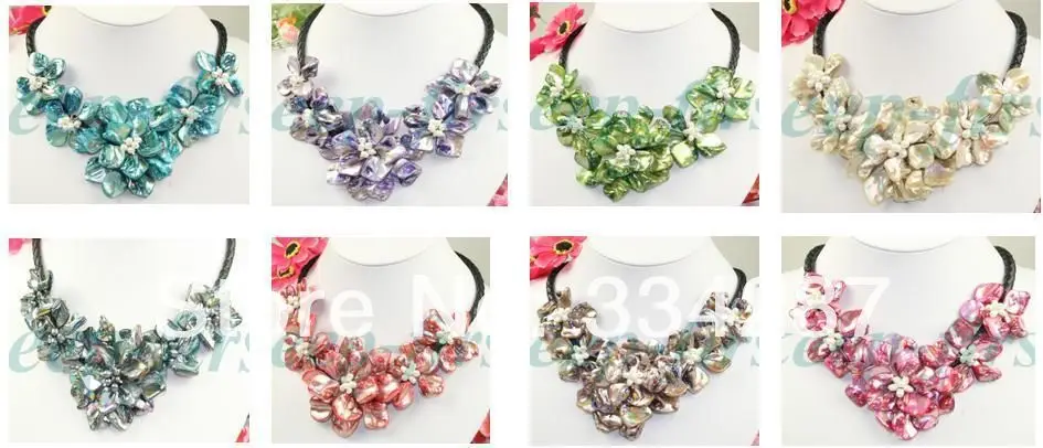 

PROMINENT WHITE PEARL NECKLACE SHELL FLOWER