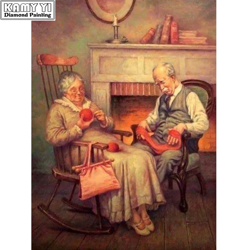 

100% Full 5D Diy Daimond Painting Cross-switch Old Couple 3D Diamond Painting Full Square/Round Rhinestones Painting Embroidery