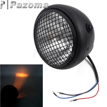 

Universal Black H4 12V 60/55W Motorcycle Headlight w/ Mesh Grill Cover Retro Front Headlamp For Harley Cafe Racer Bobber Chopper