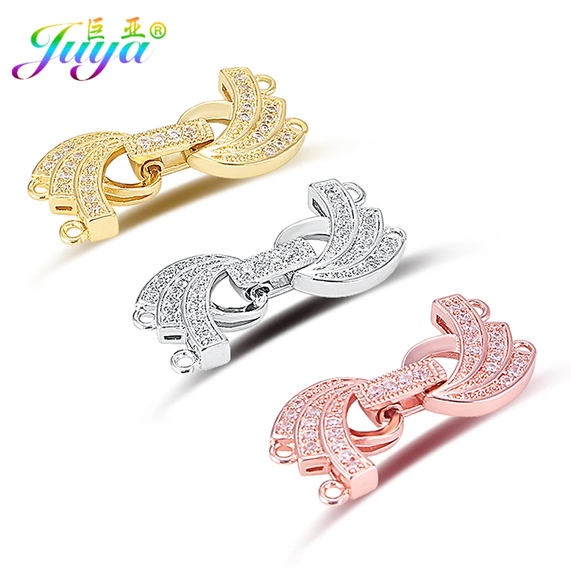 Juya Ali Moda DIY Findings Supplies Gold Connector Buckles Fastener Clasps Accessories For Natural Stones Pearls Jewelry Making