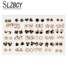 36 пар животных Сердце Луна маленькая серьга Комплект сережек для женщин детский акриловый цветок круглая квадратная серьга модные милые ювелирные изделия