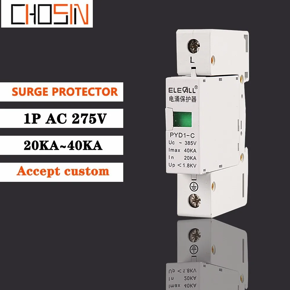 

Surge Protector C40-1P 20KA~40KA 275V 385V 420V AC Spd House Protective Low-voltage Arrester Device Lightning Protection