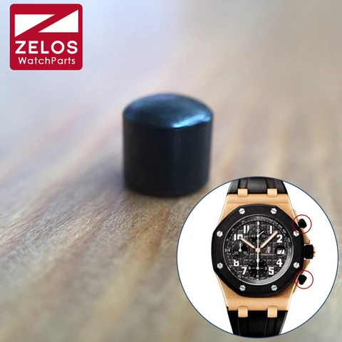 Empurrador de Aço Tampa do Botão de Borracha para ap Peças de Relógio Assistir Royal Offshore Roo 42mm Cap Oak