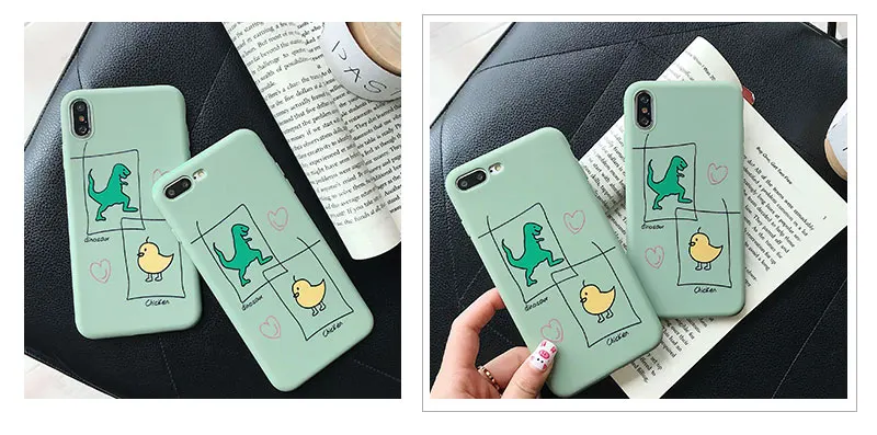 Silicone Dinosaur Case For iPhone 8 8plus 7 7 Plus Cases Clear Phone Case For iphone 6 s 6s Plus X XR XS Max Cases Cover Coque   (14)