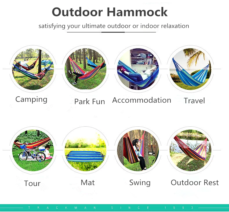 Trackman TM6413 Portable Camping Hammock Travel Mat Outdoor Cotton Polyester Swing Bed Sleeping Bag
