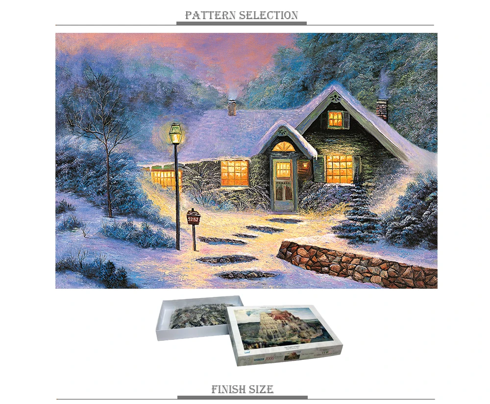Pure Evening 1000 Pieces Jigsaw Puzzle Paper Landscape Painting Puzzle 1000 Pieces Brain Trainer Puzzle Toys Kids Children Gifts