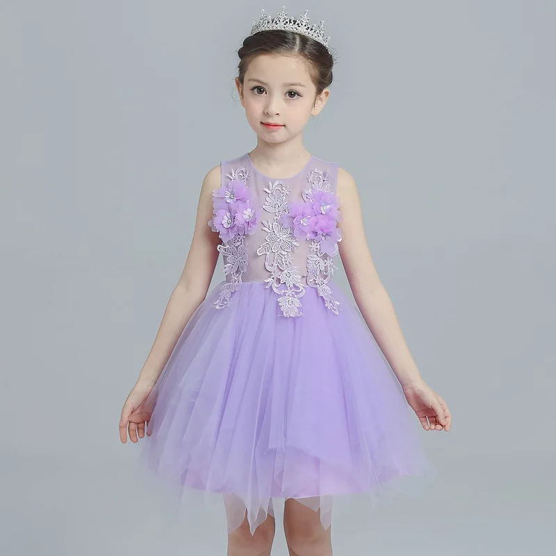 

Girls Summer Dress 2019 Backless Sleeveless Teenage Party Princess Dress with Floral Decor Children Costume for Kids Clothes