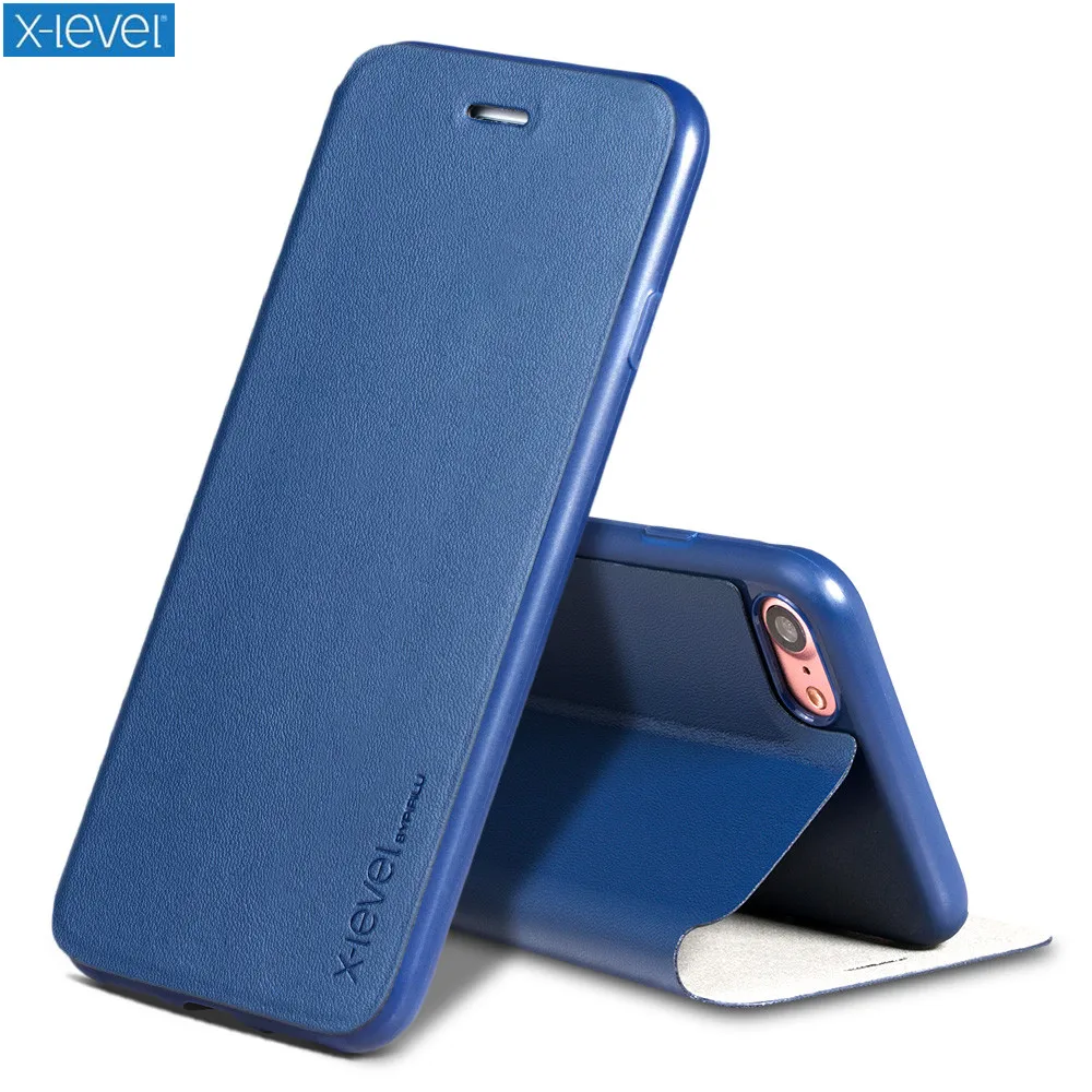 X Level Case for iPhone 8 8 Plus Flip Case Business Luxury Light Thin