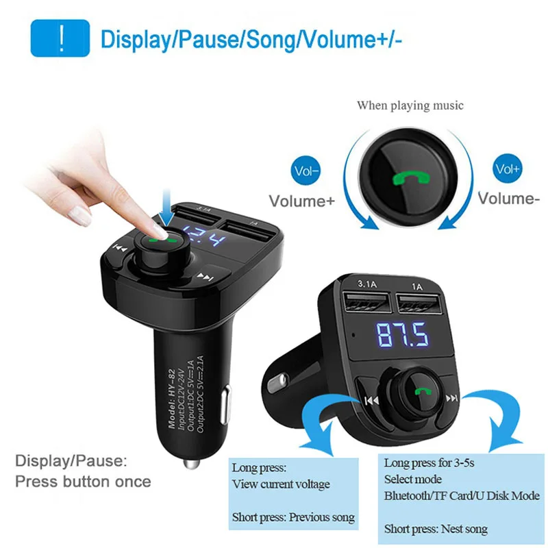 SAIYU Лидер продаж bluetooth автомобильный комплект MP3 музыкальный плеер 12~ 24 В fm-передатчик беспроводной радио адаптер двойной USB зарядное устройство дропшиппинг