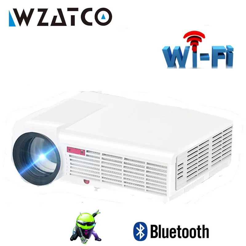 

WZATCO 1920x1080P Android 9.0 WIFI Support AC3 4K 200inch Full HD 1080P LED Projector Video Proyector for Home Theater 5500lumen