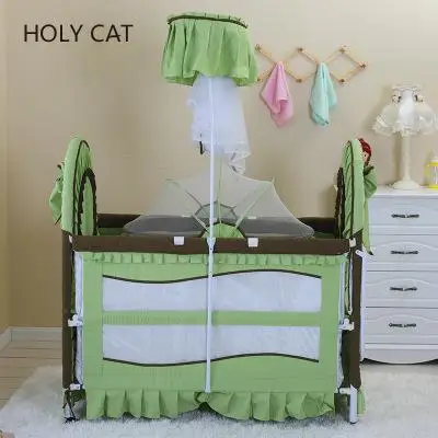 Holycat корейская ткань, полиэстер и хлопок, Защита окружающей среды детская кровать, может удлинить детская железная кровать Dc - Цвет: green