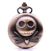 Ретро Бронзовый Кошмар перед Рождеством 3D Джек кварцевые карманные часы аналоговый кулон ожерелье унисекс подарки дропшиппинг