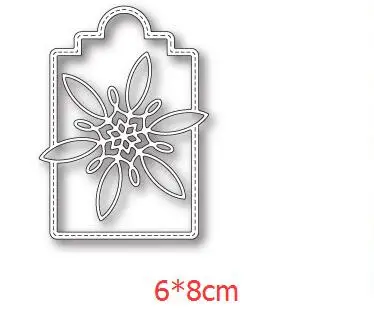 

Flower inside tag stitched frame metal cutting dies DIY Die Cut Stencil Decorative Scrapbooking Craft Card stencils template