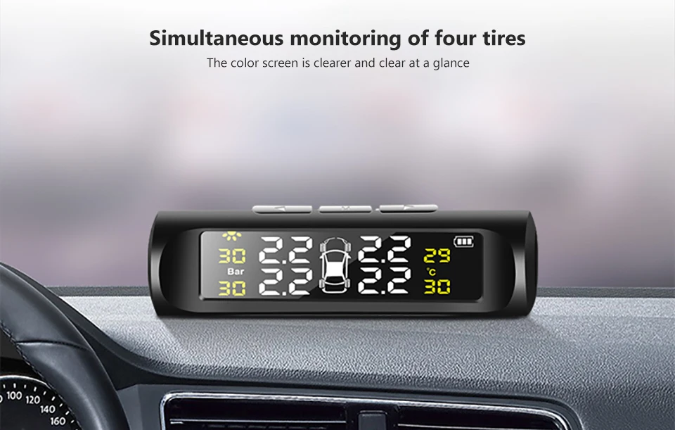 AOSHIKE автомобильная система давления в шинах TPMS цифровой ЖК-дисплей Солнечный или USB автомобильный беспроводной 4 Внешний внутренний датчик