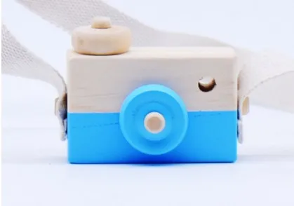Милые детские игрушки Моделирование деревянная камера креативная ручная Игрушка реквизит для фотографий декоративные украшения - Цвет: Синий