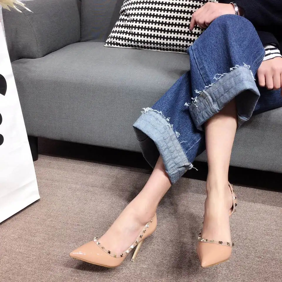 

2017 Women's Black Pink Pointed Toe Pumps 10.5cm Womens Shoes Heels Zapatos Mujer Escarpins Femme