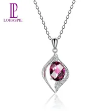 Lohaspie алмазные ювелирные изделия с натуральными камнями родолит гранат Твердые 14K кулон из белого золота ювелирные изделия для женщин подарок