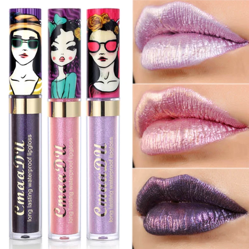 

Punk Chameleon Lip Gloss Metallic Lips Makeup Waterproof Long Lasting Lip Tint Shimmer Shiny Nude Tattoo Lipstick Cosmetic