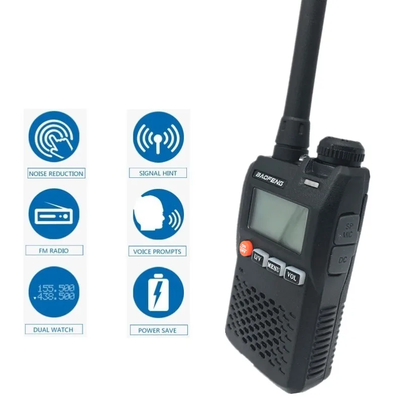 2 шт BAOFENG UV-3R мини иди и болтай Walkie Talkie UHF VHF Любительское радио, Си-Би радиосвязь станция UV3R RE передатчик мобильный радиоприемник HF USB вспышка